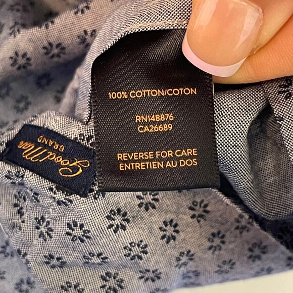 Good Man Brand Men’s Short Sleeve Button-Up Shirt Blue Floral Print Size L - Picture 6 of 6